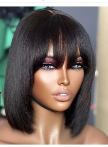 DOLL Minimalist lace short bob wig with bangs