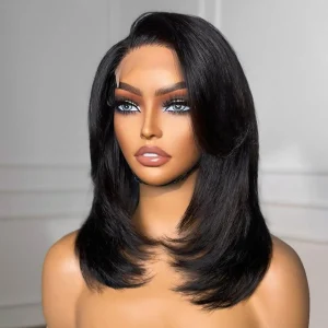 Beruthie Super Double Drawn Straight Bob Wig With Pop Layers 6×5 Wear Go Glueless Wig Short Wig 100% Human Hair
